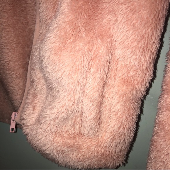 Furry Pink Zip Up Sweater - Picture 3 of 4